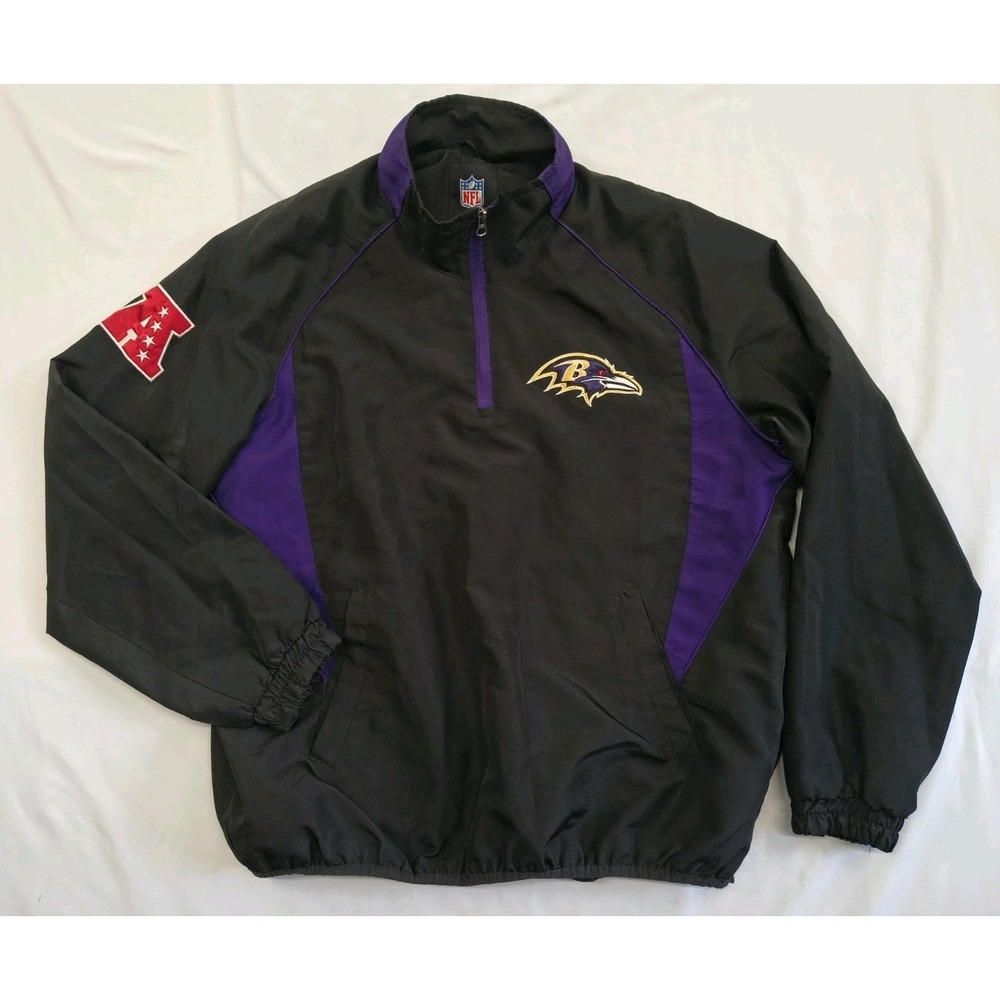 Baltimore Ravens NFL Windbreaker 1/4 Zip Lightweight Pullover Purple & Black L
